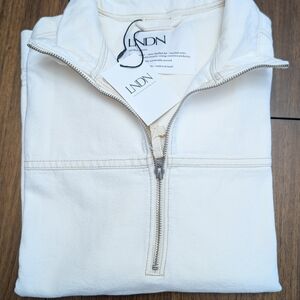 NWT LNDN Quarter Zip Denim Pullover/Jacket In Natural Women's Size XS